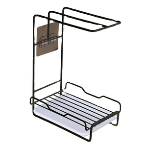 Égouttoir de <span class=keywords><strong>cuisine</strong></span> <span class=keywords><strong>moderne</strong></span> en métal, sans perçage, à poser sur comptoir ou mural, avec étagère de rangement multifonction pour serviettes et vaisselle - Product Image 4