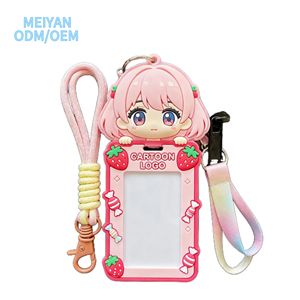 Design personalizzato portachiavi simpatico cartone animato porta carte Custom Photo Clip etichetta tessuto corda in Silicone graziosa Clip per bagaglio portachiavi - Product Image 1