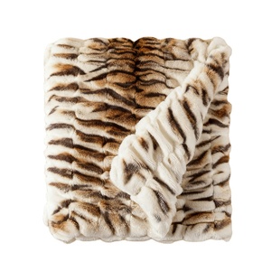 بطانية فاخرة مطبوعة بنقشة حيوانات، مزدوجة الجوانب، خفيفة الوزن، مبطنة ومخططة، صديقة للبيئة، مقاومة للوبر، مصنوعة من البوليستر 100% - Product Image 1