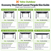 Pergola à double ouverture 3x6m avec structure en aluminium et 96 lames en acier galvanisé monocouche pour la vente en gros