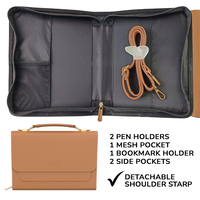 Sac de transport pour Bible en cuir PU noir, grand format, avec fermeture éclair, durable et portable, cadeau chrétien pour femme