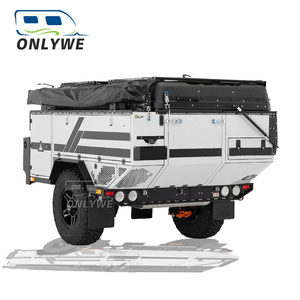 ONLYWE Remorque de camping tout-terrain en aluminium avec tente de toit et cuisine coulissante, <span class=keywords><strong>caravane</strong></span> d'expédition 4x4 à vendre - Product Image 1
