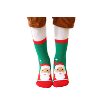 Chaussettes d'hiver mi-mollet pour enfants, motif Noël, épaisses, en tissu éponge rouge, dessin animé, chaudes, mignonnes, antibactériennes, respirantes, pour garçons, filles et bébés