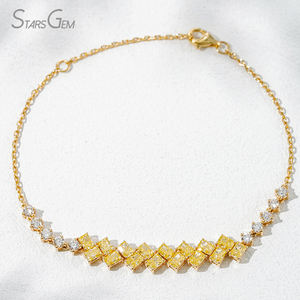 Starsgem 3.02ct Radiant Cut Brilliant DEF Yellow Lab Grown Diamond 18K Oro amarillo Unisex Trendy Diamond Bracelet IGI - Product Image 1