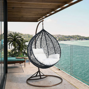 Fauteuil suspendu en forme d'œuf de grande taille avec support en acier, construction résistante aux intempéries, en rotin tressé, pour usage extérieur ou chambre à coucher - Vente en gros - Product Image 1