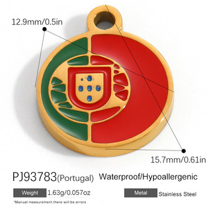 Breloques Pendentifs Personnalisées en Acier Inoxydable Drapeaux Nationaux USA Écosse Italie Caraïbes Voyage 192 Pays pour Bracelet Usine OEM - Product Image 2