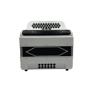 Acordeón Profesional JB3412C con 34 Botones, 12 Bajos y 3 Registros, Cuerpo Blanco Mate, Rejilla Negra, Botones Negros, Acordeón Diatónico - Product Image 1