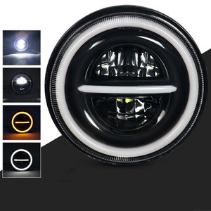 7 Inch Round Jk Led Headlight With White And Yellow Halo Ring For Off Road Vehicle Lighting Aluminum Alloy Body Dc Power - Product Image 2