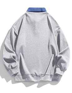 เสื้อสเวตเตอร์คอโปโลแขนยาวสวมหัวแบบลำลองทรงหลวมพอดีตัวสำหรับผู้ชาย - Product Image 4