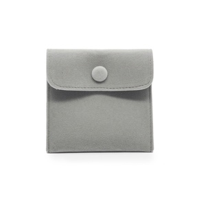 Lot de pochettes de flanelle de couleur grise, pour emballage de bijoux, avec attaches à pression, très petit, 6x6cm - Product Image 4