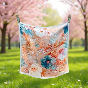 Sciarpa Quadrata Piccola Serie Primavera 70x70cm Stampa Floreale Accessorio Moda Leggero Per Donna - Product Image 2