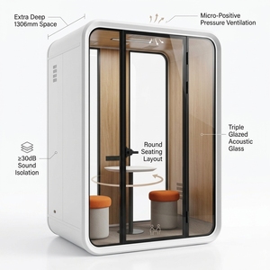 Cabine acoustique portable de luxe pour 2 personnes, studio d'enregistrement, salle de conférence vidéo, salle de <span class=keywords><strong>streaming</strong></span> insonorisée mobile SGS - Product Image 4