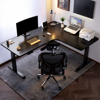 Bureau d'angle réglable en hauteur, poste de travail en bois durable en forme de L, bureau d'ordinateur pour la maison ou le bureau