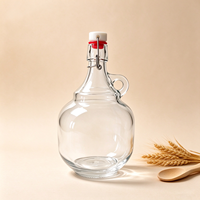 Bouteille de stockage en verre à couvercle basculant de qualité alimentaire avec poignée, carafe en verre transparent pour huile d'olive, vin, boissons maison