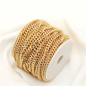 Chaînes en gros pour la fabrication de bijoux DIY, rouleaux de chaînes pour colliers et bracelets, accessoires, chaîne épaisse en laiton plaqué or 14 carats, fournisseur de chaînes cubaines - Product Image 5