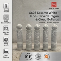 Borneaux traditionnels en granit blanc sésame G603 sculptés à la main - Sculptures et gravures en pierre avec relief de dragon pour temple et palais