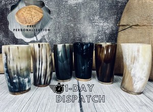 Verre à corne à boire africain de qualité supérieure poignée confortable très polyvalent pour les fêtes mariages artisanat naturel écologique - Product Image 5