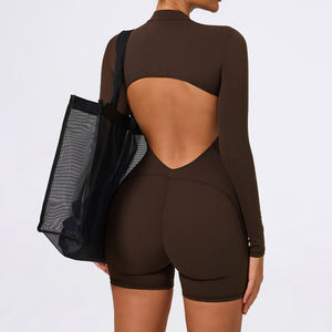 Shorts Romper Femme 3/4 Manches Longues Style Moulant Yoga Course Fessier Sculpté Sport Nouvelle Arrivée - Product Image 4