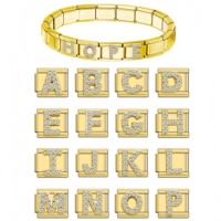 Pulsera Modular de Acero Inoxidable de 9mm con Dijes de Letras Doradas Italianas para DIY, Nombre Personalizado, Herramienta para Joyería DIY, Regalo