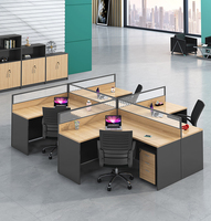 Meubles de bureau commerciaux au design moderne, style optionnel, bureau convertible 4 places en panneau MFC mélaminé, personnalisable