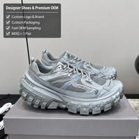 Chaussures de marche de luxe en maille argentée de haute qualité, baskets à plateforme épaisse pour hommes et femmes, été, automne, hiver, à enfiler