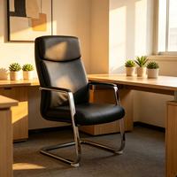 Chaise de Visiteur Exécutive en Cuir de Style Moderne pour Salle de Réunion avec Accoudoirs, Fauteuil Lounge à Structure Métallique Ejecutivo Sillon