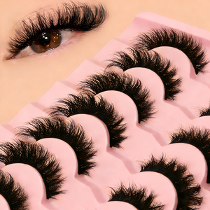 Pestañas postizas voluminosas y largas que se pueden reutilizar, productos de belleza para pestañas con banda de algodón negra. - Product Image 1