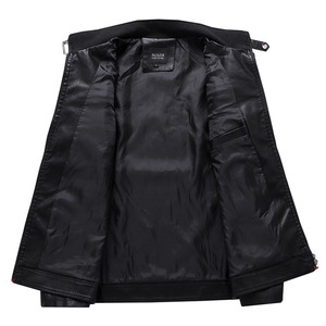 Chaquetas <span class=keywords><strong>de</strong></span> cuero PU para hombre, estilo motero, ajustadas, informales, a prueba <span class=keywords><strong>de</strong></span> viento, con cuello alto, para invierno. - Product Image 4