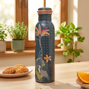 Bouteille d'eau en métal à motif floral avec couvercle, gourde de voyage portable - Product Image 4