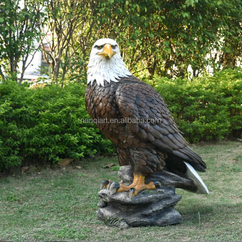 Zoo Decoração Modelos Artificial Handmade Resina Fibra De Vidro Esculturas Animais Realista Vida Tamanho Em Pé Esculturas Black Eagle