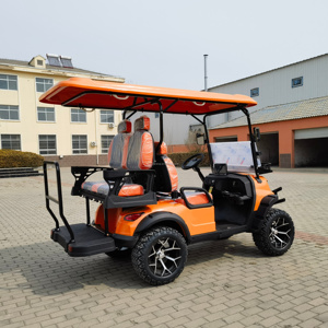 Voiturette de <span class=keywords><strong>golf</strong></span> électrique tout-terrain 4 places orange à prix d'usine, accessoires couleur personnalisée, pour villas et centres de villégiature - Product Image 4