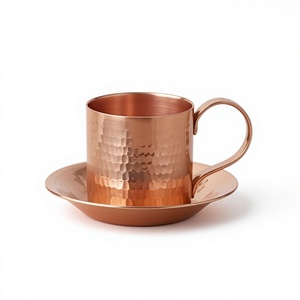 Taza de Cobre Hecha a Mano con Platillo |   Taza de Té de Cobre Puro |   Vajilla Tradicional para el Hogar, Oficina, Cocina, Comedor y Regalos - Product Image 1