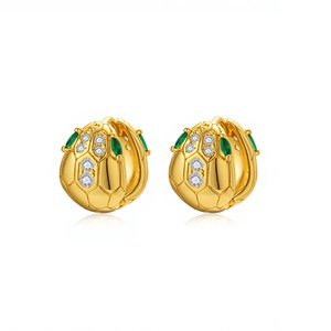 Pendientes de cabeza de serpiente chapados en oro de cobre para mujer, aretes de moda, primavera 2026, origen Yiwu EKA-043 - Product Image 5