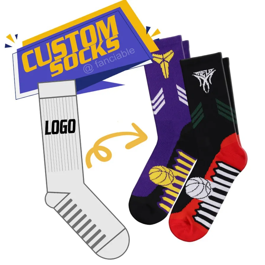 Manufacturers supply Custom Men Crew Logo Cotton Socks Colorful Athletic High Quality Sports Socks