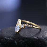 OL0933 Bague de fiançailles en argent sterling 925 plaqué or avec pierre de lune, personnalisable, sans ternissement, bijoux de luxe
