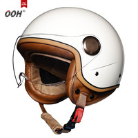 Casque de moto ouvert OOH ABS pour adultes, homologué DOT, 3/4 rétro, avec double visière, haut-parleur intégré, pour hommes et femmes