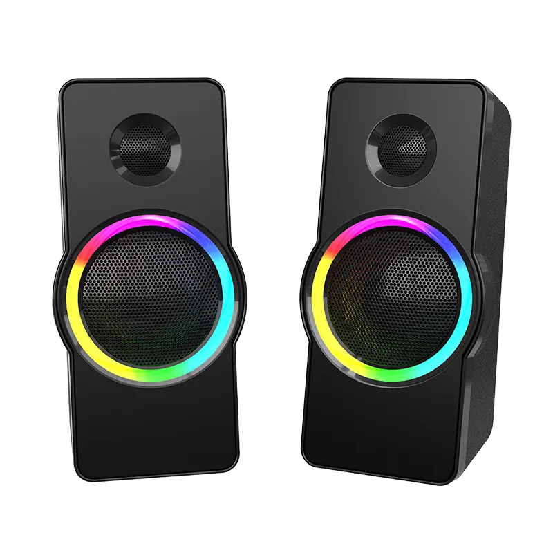 2.0 RGB LED Speaker 3.5MM PLUG and USB PLUG Gaming Speaker Game Player Portable Speaker
