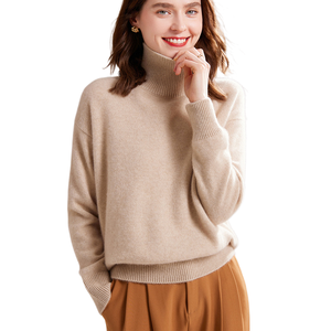 Qiaoyatou厚手のタートルネック100カシミア王Fei秋冬ルーズ無地セーターレディース - Product Image 1