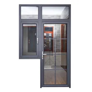 Puerta exterior de aluminio francés, bisagra con inserción de rejilla de vidrio doble