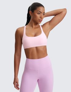 CRZ YOGA 여성 통기성 100% 나일론 크로스 스트랩 백 패딩 중간 지원 무선 스포츠 브라 체육관 캐미 운동 요가 - Product Image 2