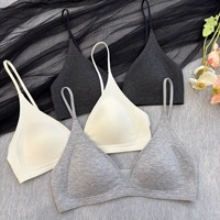 Französischer Triangel-BH mit tiefem V-Ausschnitt, mädchenhafte Unterwäsche ohne Bügel, geeignet für Frauen mit kleinen Brüsten und dünner Unterwäsche.
