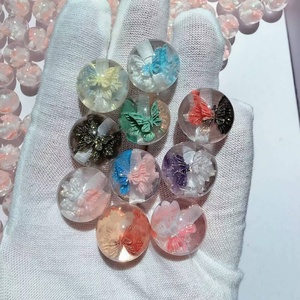 Resplandor en la oscuridad redondo 16MM 200 Uds cuentas de mariposa de resina acrílica brillante de alta calidad para pluma collar grueso joyería DIY - Product Image 1