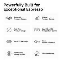 Machine à café expresso H10 Plus italienne semi-automatique, double usage domestique et professionnel, avec mousseur à lait chaud et froid à double température