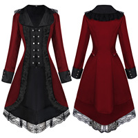Nouveau femmes gothique à manches longues dentelle couture velours smoking veste médiévale aristocratique dames Vampire robe Lolita Cosplay