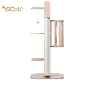 Übergroße moderne große Kratz baum Turm Luxus Holz Design für schwere Senioren für Wohnzimmer Katzen - Product Image 5
