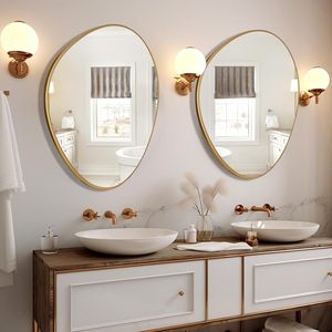 <span class=keywords><strong>Espejos</strong></span> de pared únicos <span class=keywords><strong>decorativos</strong></span> para dormitorio, sala de estar, entrada, <span class=keywords><strong>espejos</strong></span> dorados para decoración de pared, 28 "H X 22" W - Product Image 2