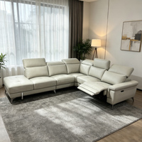 L-vormige modulaire lederen moderne relaxfauteuil set woonkamermeubilair luxe bank sectioneel