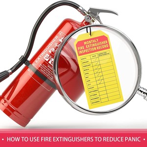 Etiquetas de inspección para extintores de incendios, tarjetas de registro mensuales de polipropileno amarillo con instrucciones y cordones - Product Image 4