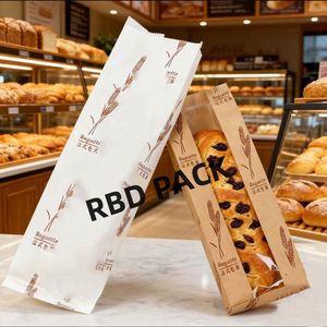 Sac en papier de boulangerie réutilisable, écologique, personnalisé, avec fenêtre transparente pour l'emballage alimentaire, vente en gros - Product Image 3