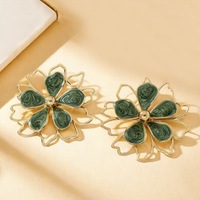 Pendientes de Estilo Europeo Americano con Forma de Flor Esmaltada Vibrante, Hechos a Mano, Delicados, para Mujer